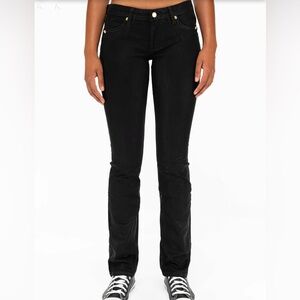 Nobody Denim, pitch black, low-rise, straight leg, size 28
